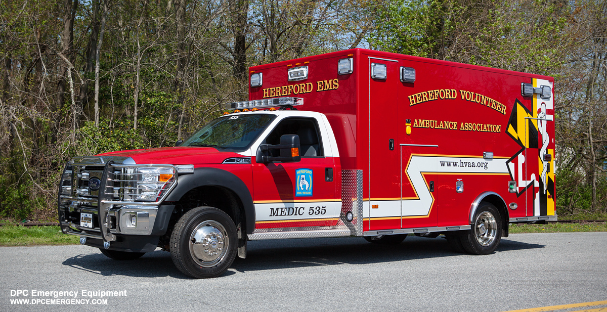 Featured image for “Hereford Volunteer Ambulance Association Baltimore County, MD – 2015 Ford F-450 4×4 / PL Custom Classic Type I Ambulance”